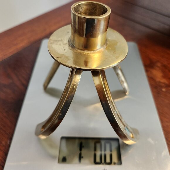 Vintage Solid Brass Double Horseshoe Candle Holder - Picture 11 of 11